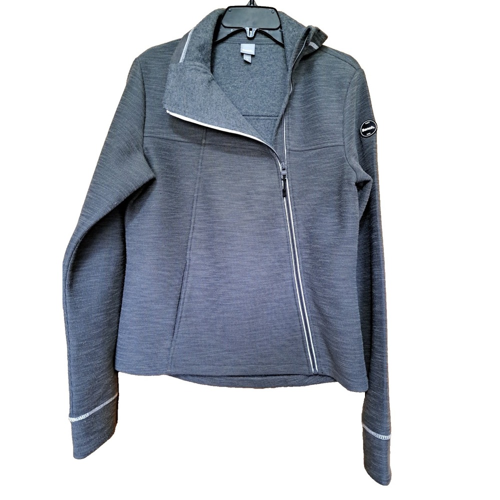 Bench Women's Grey Activewear Jacket Asymmetric Zipper Space Dye Texture XL